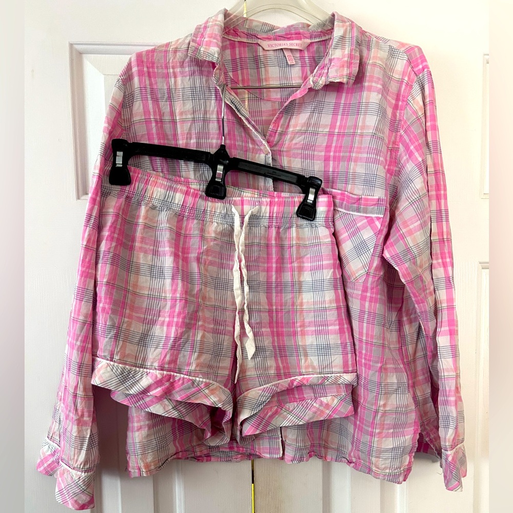 Victoria's Secret Pink Plaid Two-Piece Pajama Set
